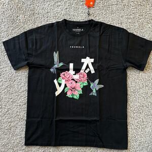 Men's YoungLA  433 FloralHummingbirdTee 97%Cotton%3Spandex XL NWT Black RARE!
